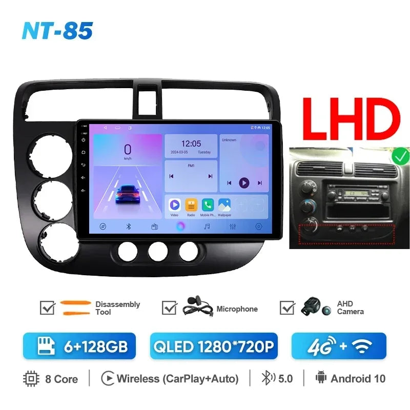 MAMSM-Autoradio pour Honda Civic 7, LHD, RHD, 2000-2006, Android 13, Limitation, Lecteur vidéo, GPS, 4G, Carplay, Auto Stereo, Head Unit