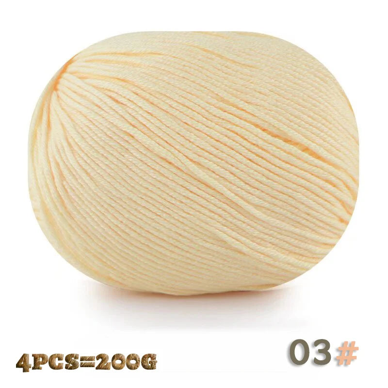 200 g 6 brins de boules de fil doux tricotées faites à la main d'épaisseur moyenne pour la fabrication de pulls, chapeaux, foulards, gants, chaussures en fil, boules de fil doux, 1 pièce = 4 boules = 200 grammes