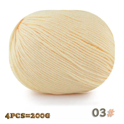 200 g 6 brins de boules de fil doux tricotées faites à la main d'épaisseur moyenne pour la fabrication de pulls, chapeaux, foulards, gants, chaussures en fil, boules de fil doux, 1 pièce = 4 boules = 200 grammes