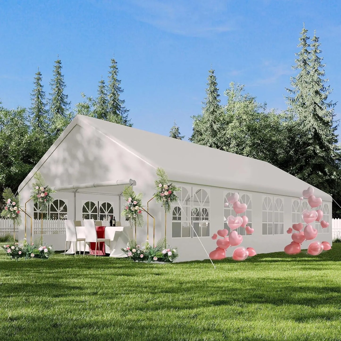 Tente de réception 20'x33', Gazebo de mariage robuste pour extérieur, parois latérales amovibles, résistant à l'eau et aux UV, abri pour événements, personnalisable