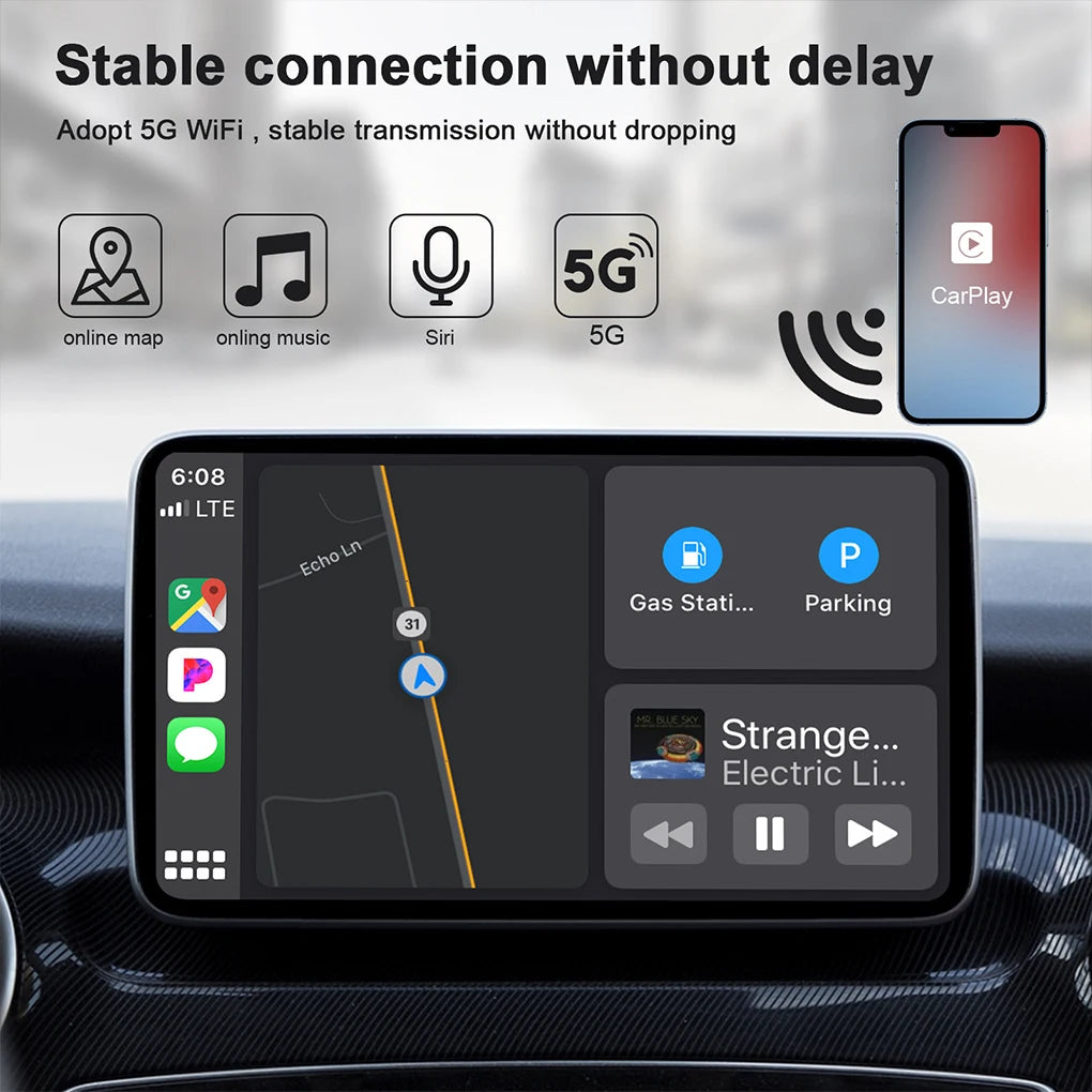 Adaptateur sans fil CarPlay, adaptateur filaire vers sans fil, compatible avec CarPlay, dongle Plug and Play, Wi-Fi 5GHz