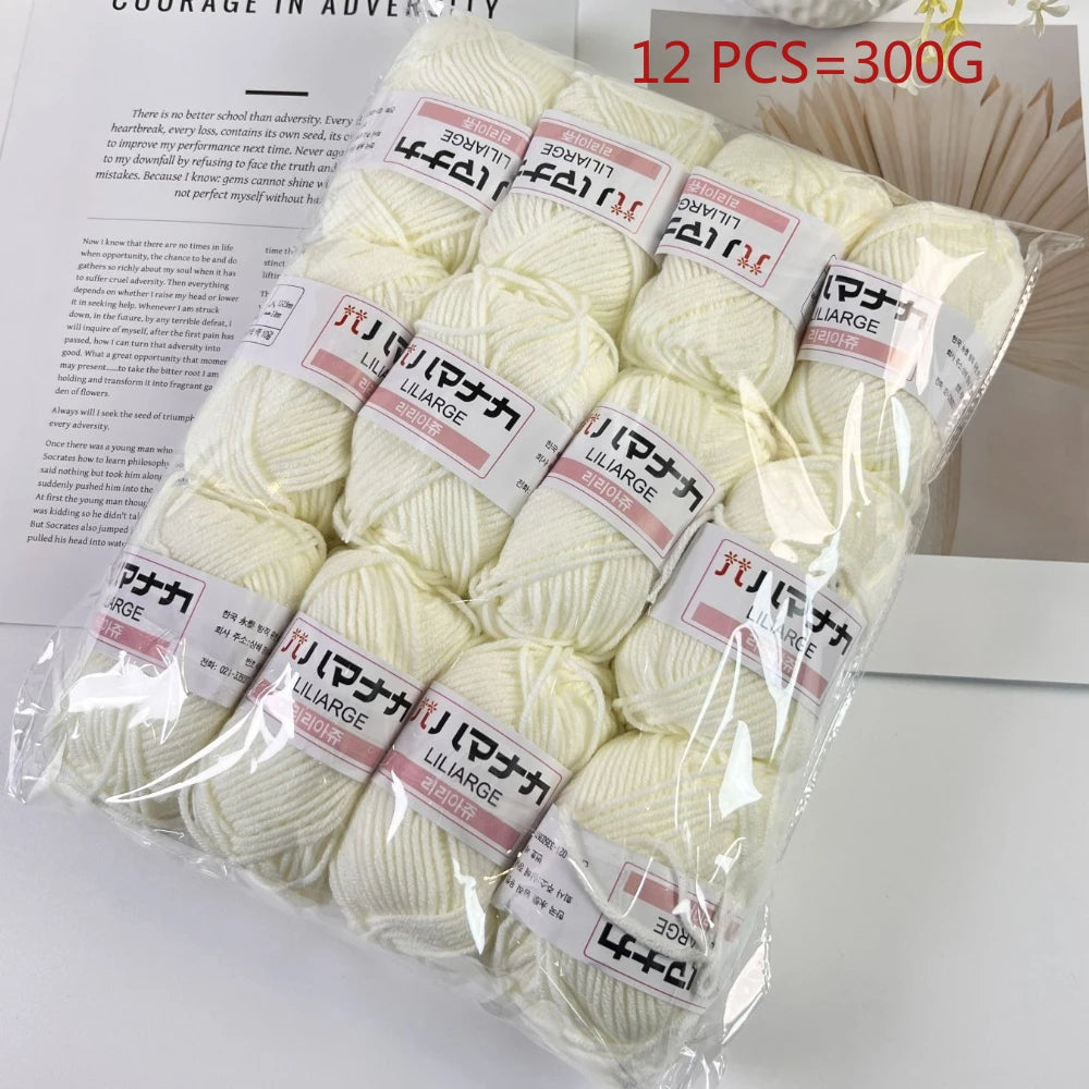 12 pièces 300g fil de lait fait à la main grossier bricolage tissage boule de fil pour pull chapeau écharpe et autres vêtements doux Crochet fil à tricoter