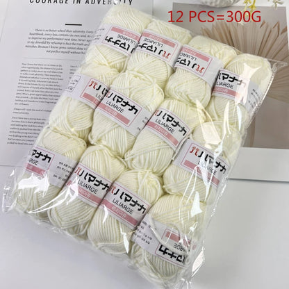 12 pièces 300g fil de lait fait à la main grossier bricolage tissage boule de fil pour pull chapeau écharpe et autres vêtements doux Crochet fil à tricoter