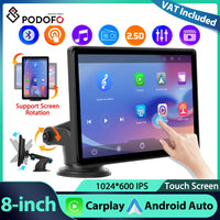Podofo 8 ''lecteur d'écran intelligent CarPlay Android Auto IPS lecteur multimédia à écran Vertical vers FM Bluetooth Airplay Android Cast
