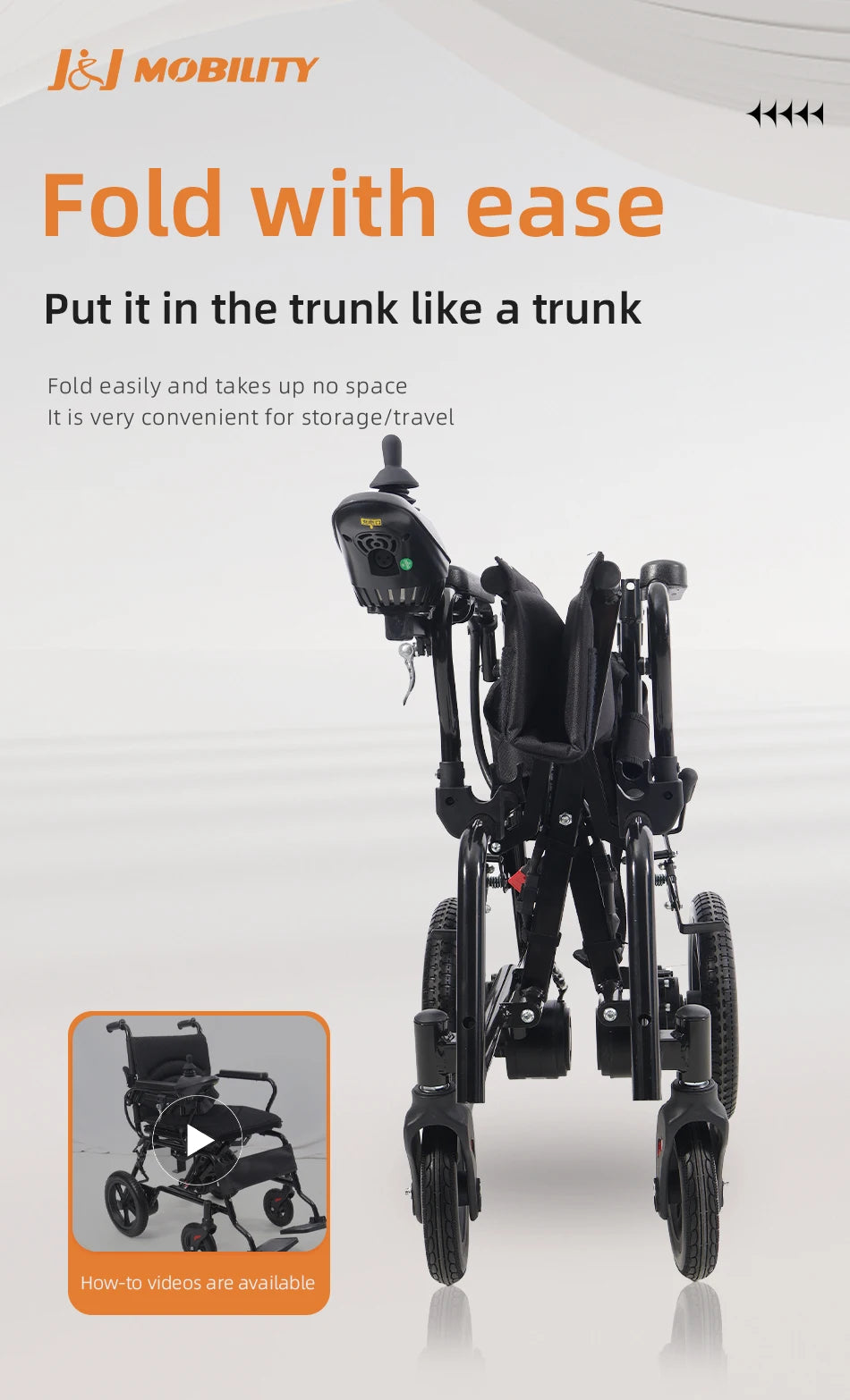 Fauteuil roulant électrique pliable en acier au carbone pour la rééducation, facile à utiliser
