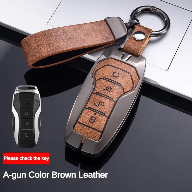 Étui pour clé pour BYD Song Plus Atto 3 Han EV Tang DM Qin joint dauphin cuir métal porte-clés à distance porte-clés accessoires de voiture