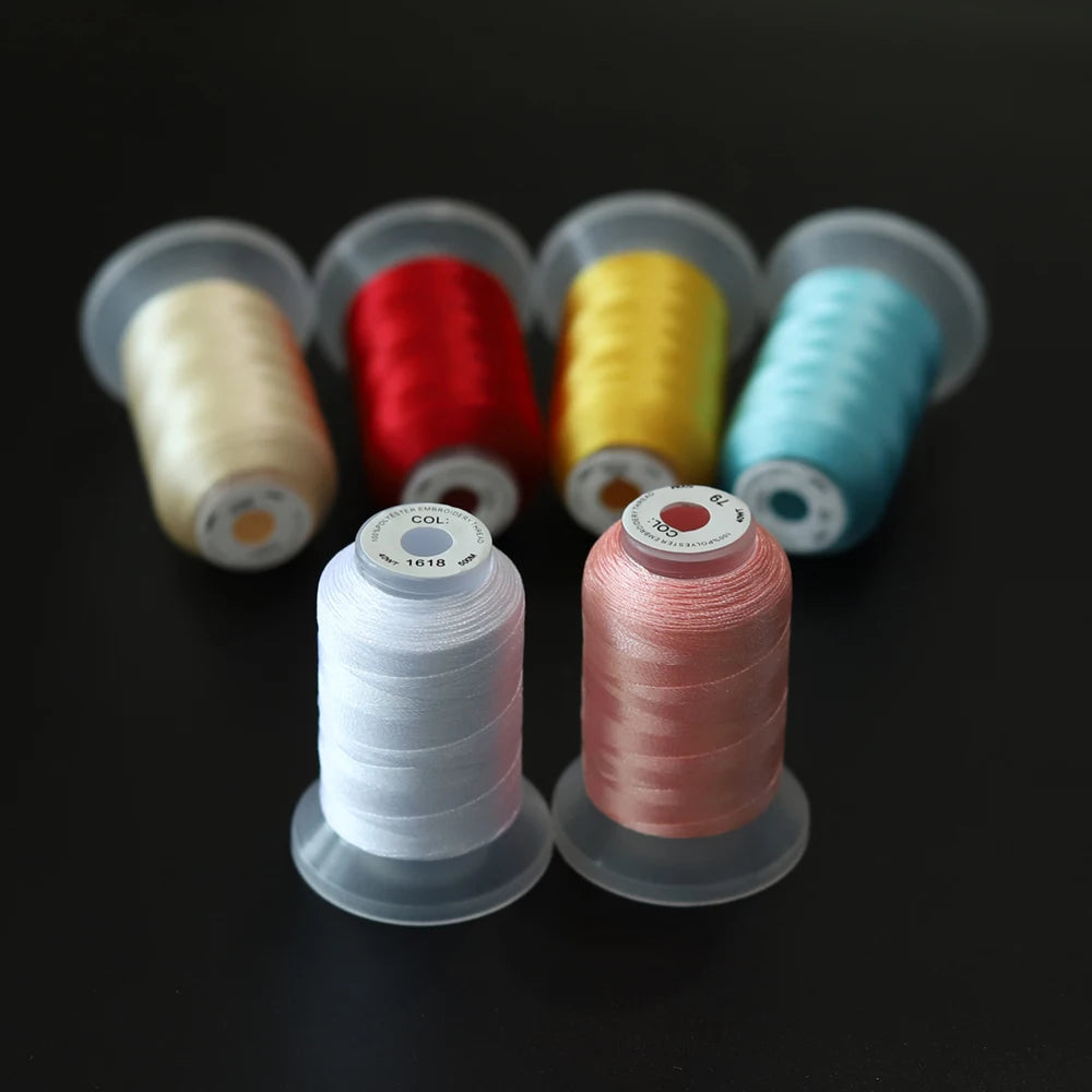 Ensemble de 40 couleurs Brother, fil à broder en Polyester Premium 120D/2, bobine de 500 mètres, Babylock Janome Singer Home Machine 40WT