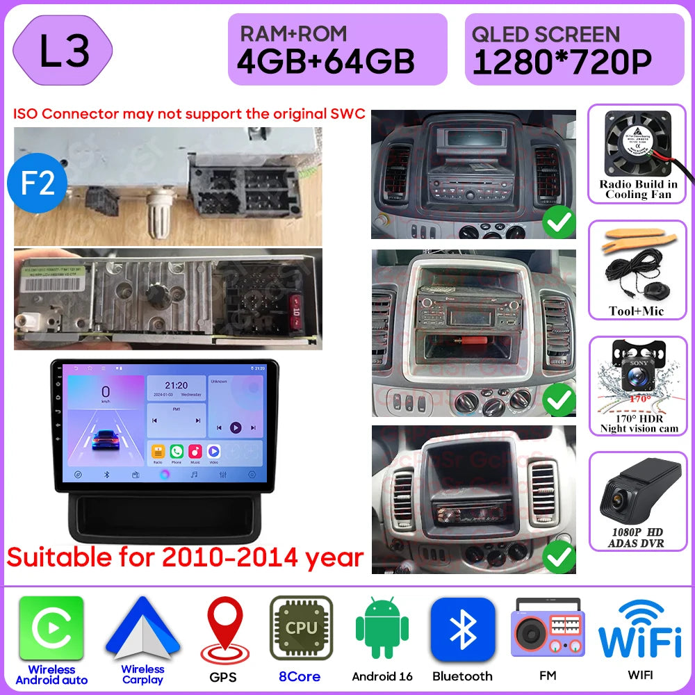 Autoradio Android 16 pour Renault Trafic 2 pour Opel Vivaro A pour Nissan primastar 2001 - 2014 GPS Navigation Carplay Android Auto