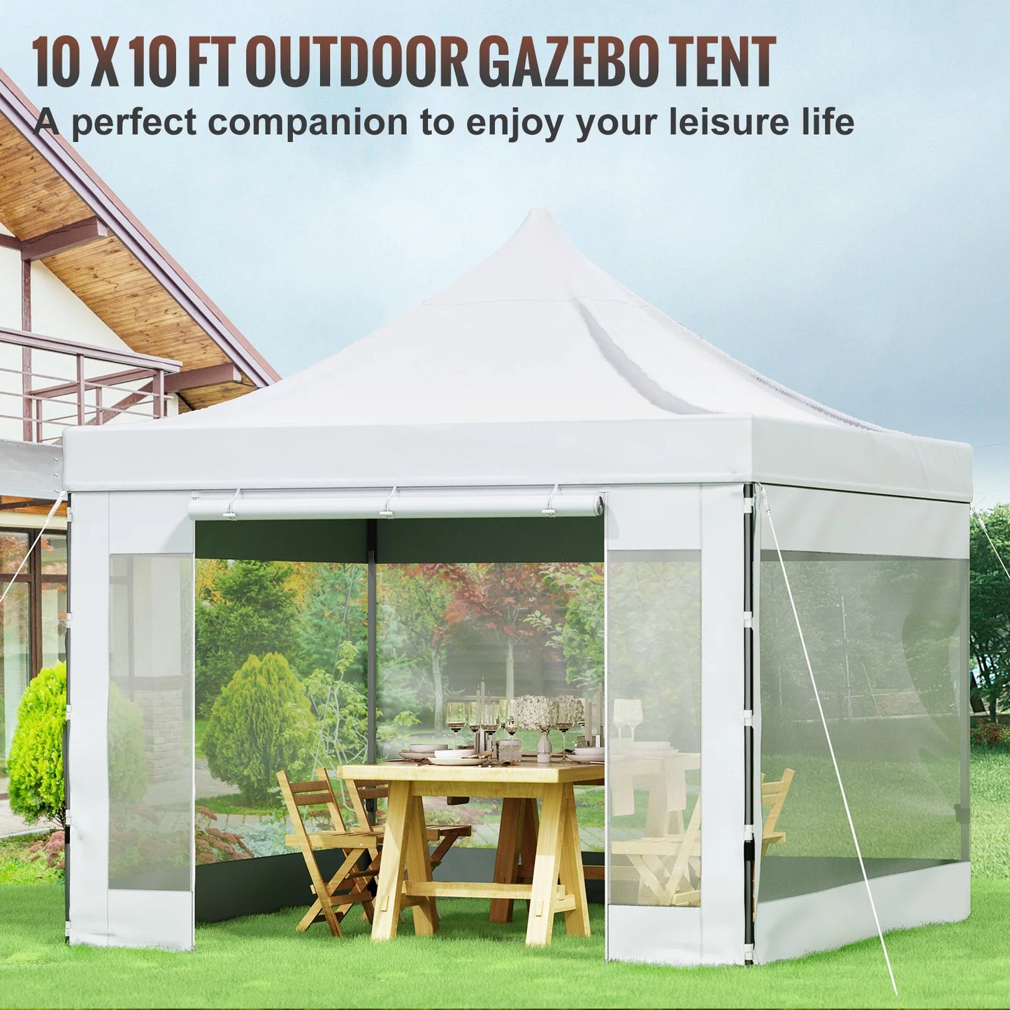 SucceBuy 10x10 Pop Up auvent tente extérieure dix avec parois latérales amovibles et sac à roulettes abri portable instantané pour camp de fête