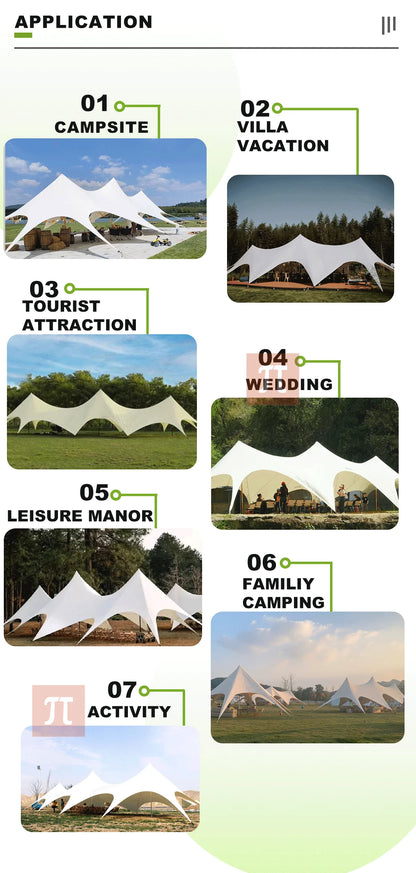 Tente d'extérieur à baldaquin extensible et imperméable, abri solaire en tissu Oxford pour exposition de fêtes de mariage, tente de spectacle commercial Glamping