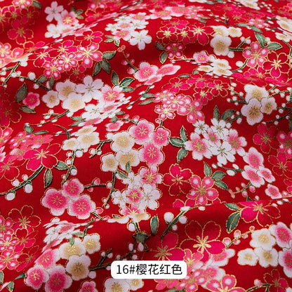 Tissu bronzé Kimono japonais 50x145cm, tissu en coton imprimé fleurs de cerisier Sushi, matériaux de bricolage, accessoires de Patchwork pour la couture