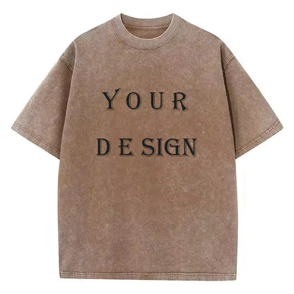 T-shirt unisexe en coton lavé, imprimé personnalisé, haut Harajuku, bricolage, votre Photo ou Logo, à la mode