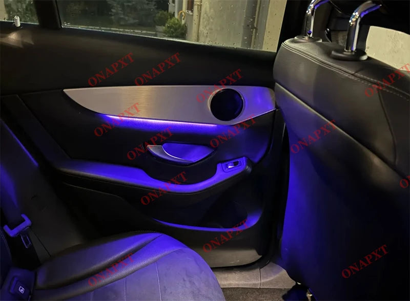 إضاءة محيطية لفتحات تهوية مرسيدس بنز C W205 GLC X253، إضاءة LED دوارة لمكبرات الصوت، غطاء مكبر الصوت بنمط التوربين