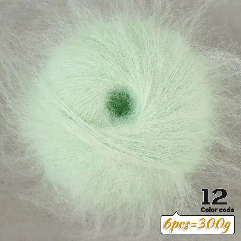 Fil de Mohair d'alpaga coloré à cheveux longs de 300 g, matériel de bricolage fait à la main, aiguilles à tricoter, pull pour femme, manteau, boule de fil de châle, 1 pièce = 6 pièces = 300 grammes
