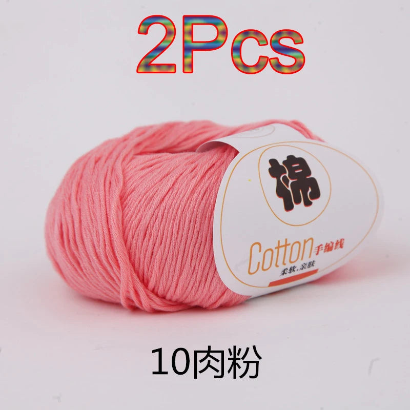 Fil à tricoter doux 100% coton, 2 pièces, fil au Crochet pour tricot, pull, couverture, gants, chapeau, écharpe, crochet, sac amigurumi, pantoufle