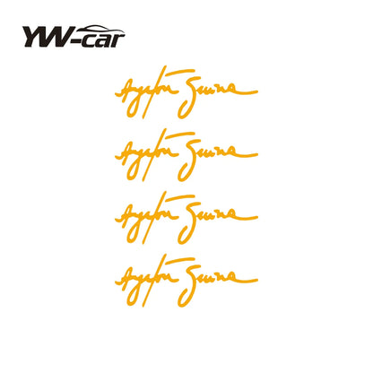 Autocollants de personnalité Ayrton Senna Signature pour voiture, accessoires de couverture de moto, rayures imperméables en PVC 11cm x 4cm, 4 pièces/lot