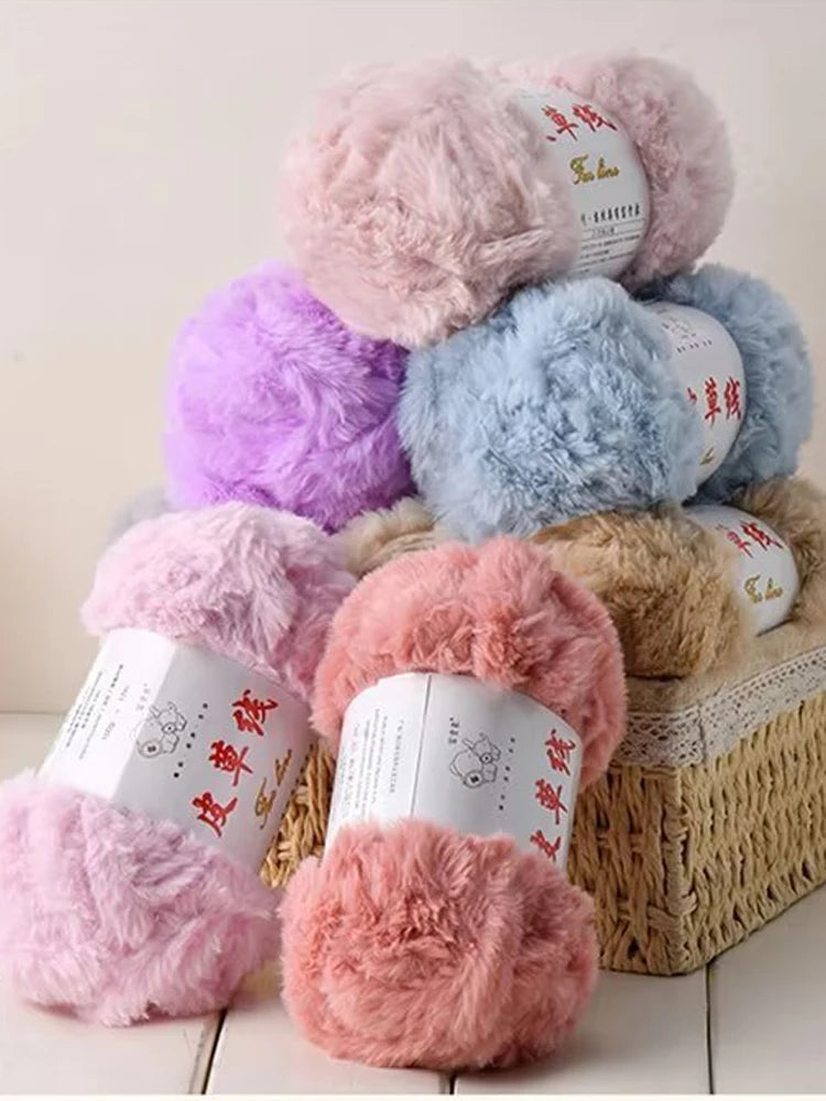 Fil de laine de vison au Crochet, 2 pièces, fil de fausse fourrure, cachemire, tricot à la main, fil de pull, vêtements, écharpe, fil de vison moelleux