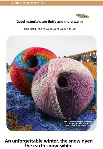 Fil de laine arc-en-ciel 200 g/ensemble, pour tricoter, châles, écharpes, pulls, vestes, chapeaux, bricolage, fil de teinture à Segment doux et confortable