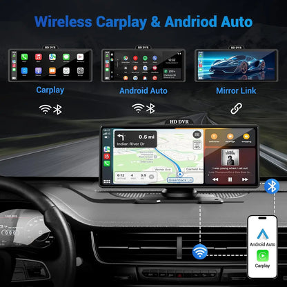 Jansite Portable 11.26 inch 4K DVR Wireless CarPlay and Android Auto Dash Cam Car Screen Video Recorder 5G WIFI Navigation