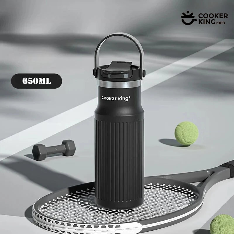 COOKER KING 650ML produit extérieur isolation 316 acier inoxydable + PP grande capacité sport tasse isolée bouteille d'eau avec paille