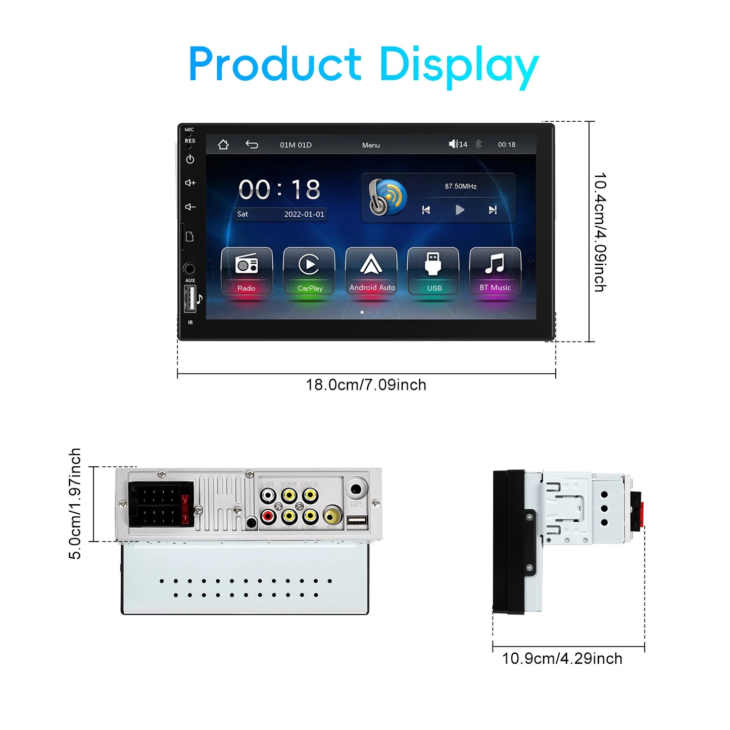 LeeKooLuu 1 Din 7 "HD universel voiture lecteur MP5 Bluetooth FM Radio sans fil Carplay Android Auto lecteur multimédia USB/SD/AUX-IN