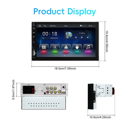 LeeKooLuu 1 Din 7 "HD universel voiture lecteur MP5 Bluetooth FM Radio sans fil Carplay Android Auto lecteur multimédia USB/SD/AUX-IN