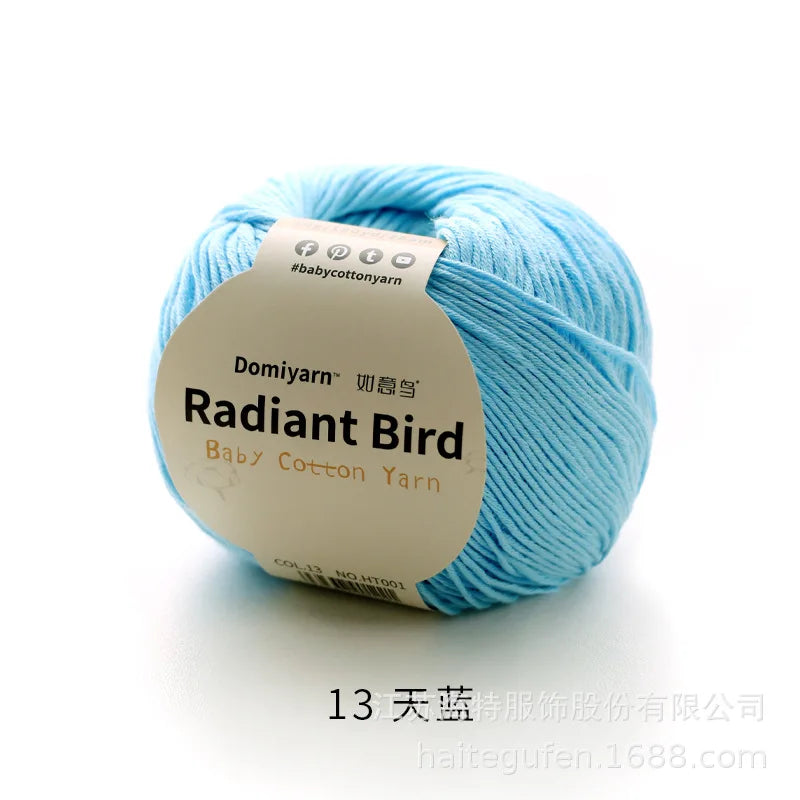 Fil de coton pur 100% biologique, fil pour bébé 50g pour tricoter, crochet et artisanat, crochet tissé à la main, pull, chapeau, fil d'écharpe