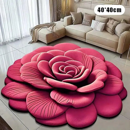 Nouveau tapis de sol en forme de pivoine, doux et durable, 40x40cm, antidérapant et absorbant pour salle de bain