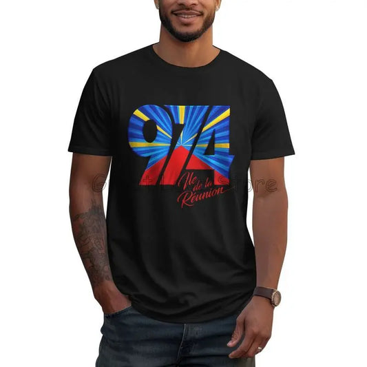 Personnalisé 974 île de la réunion Logo imprimé T-shirt hommes coton graphique t-shirts été décontracté grande taille t-shirts hauts Streetwear S-6XL