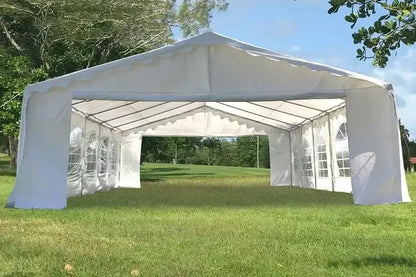 Tente de réception robuste pour mariages et événements, grande capacité (20x40m, 12x6m, 32x16m, 10x5m), pour 200, 300 ou 500 personnes.