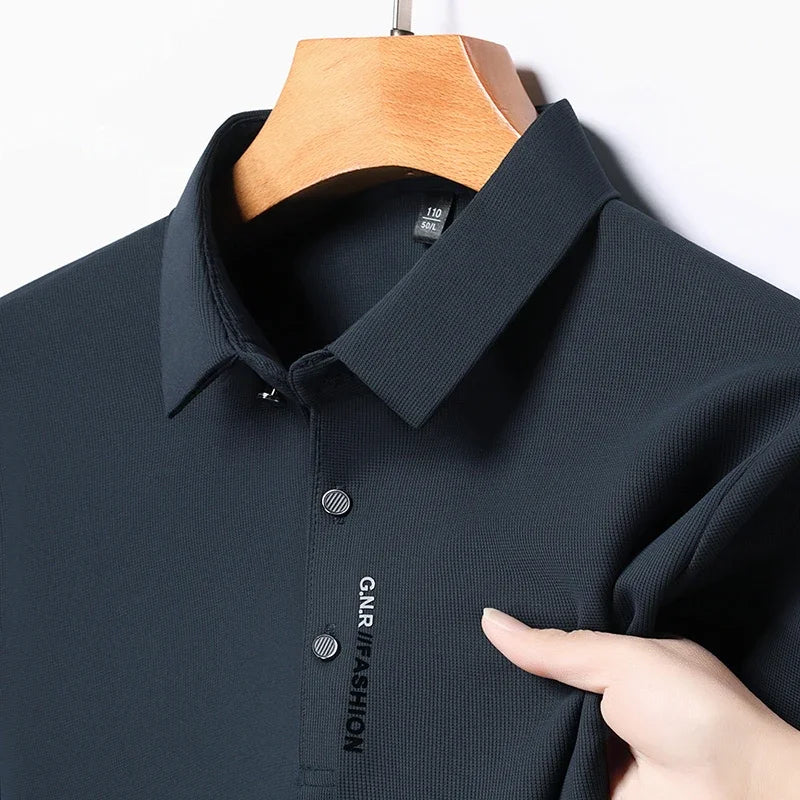 Polo à manches courtes pour hommes, couleur unie, respirant, confortable, élastique, nouvel arrivage, Style Business décontracté