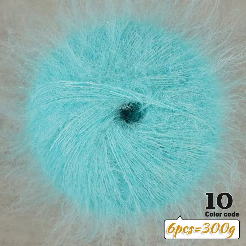 Fil de Mohair d'alpaga coloré à cheveux longs de 300 g, matériel de bricolage fait à la main, aiguilles à tricoter, pull pour femme, manteau, boule de fil de châle, 1 pièce = 6 pièces = 300 grammes