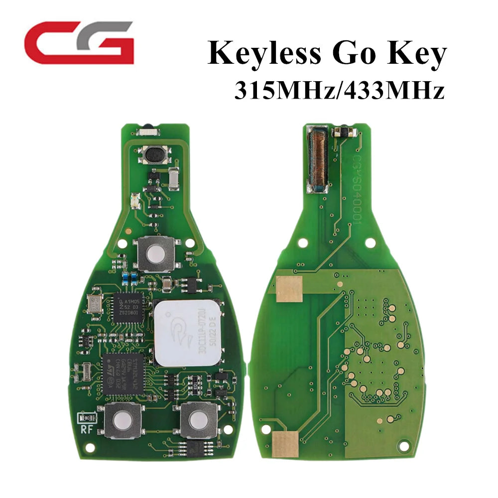 CG MB 08 Version clé Go sans clé 315 MHz/433 MHz en 1 avec coque pour Mercedes W164 W221 W216 de l'année 2005-2010 obtenez gratuitement 5 jetons