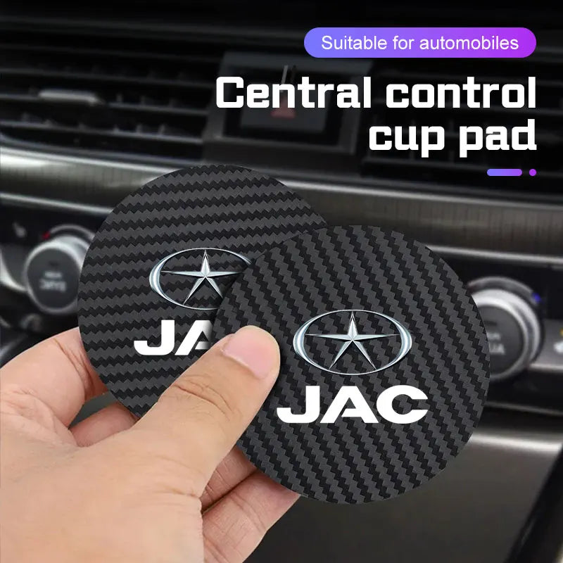 Tapis de dessous de verre de voiture en Fiber de carbone, pour JAC S2 J3 Board JS2 S3 JS3 J2 S5 T8 affiner J5 J6 J7 J4, coussin de tasse d'eau, accessoire antidérapant
