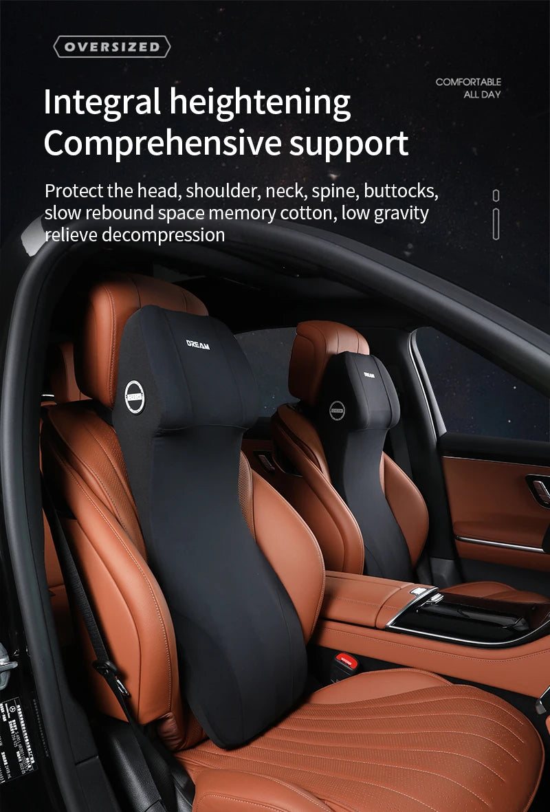 Appui-tête en cuir pour voiture, Support lombaire en mousse à mémoire de forme, oreiller de cou, coussin de dos, Support de taille, accessoires d'intérieur de voiture