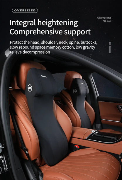 Appui-tête en cuir pour voiture, Support lombaire en mousse à mémoire de forme, oreiller de cou, coussin de dos, Support de taille, accessoires d'intérieur de voiture