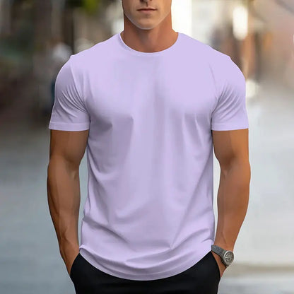 2024 Nouveau Col Rond À Manches Courtes T-Shirt Classique Mode Solide Couleur Sport Respirant À Manches Courtes D'été Respirant Gym Top