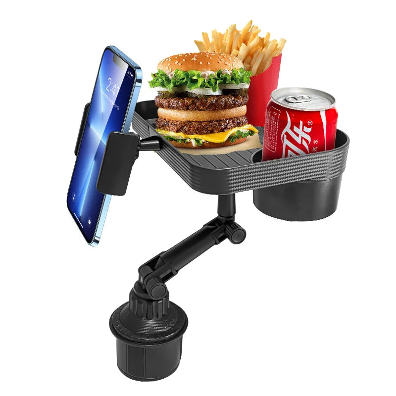 Plateau porte-gobelet réglable pour voiture, Table rotative à 360 degrés pour fente de téléphone, porte-boissons organisé pour aliments, accessoires de voiture