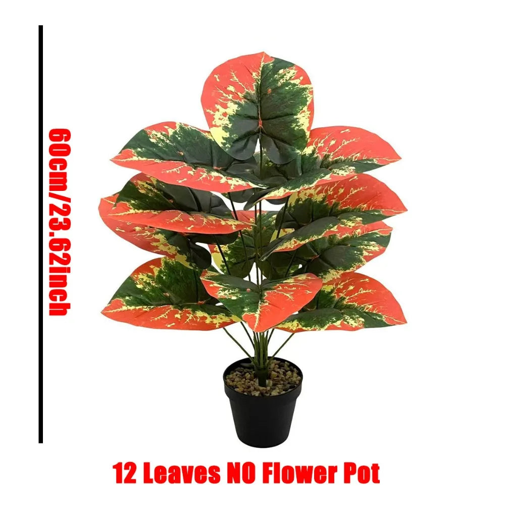 Plantes tropicales artificielles bloquant les couleurs, avec 24 feuilles, fausses plantes ornementales pour vacances, maison, bureau, décoration extérieure, 1 pièce