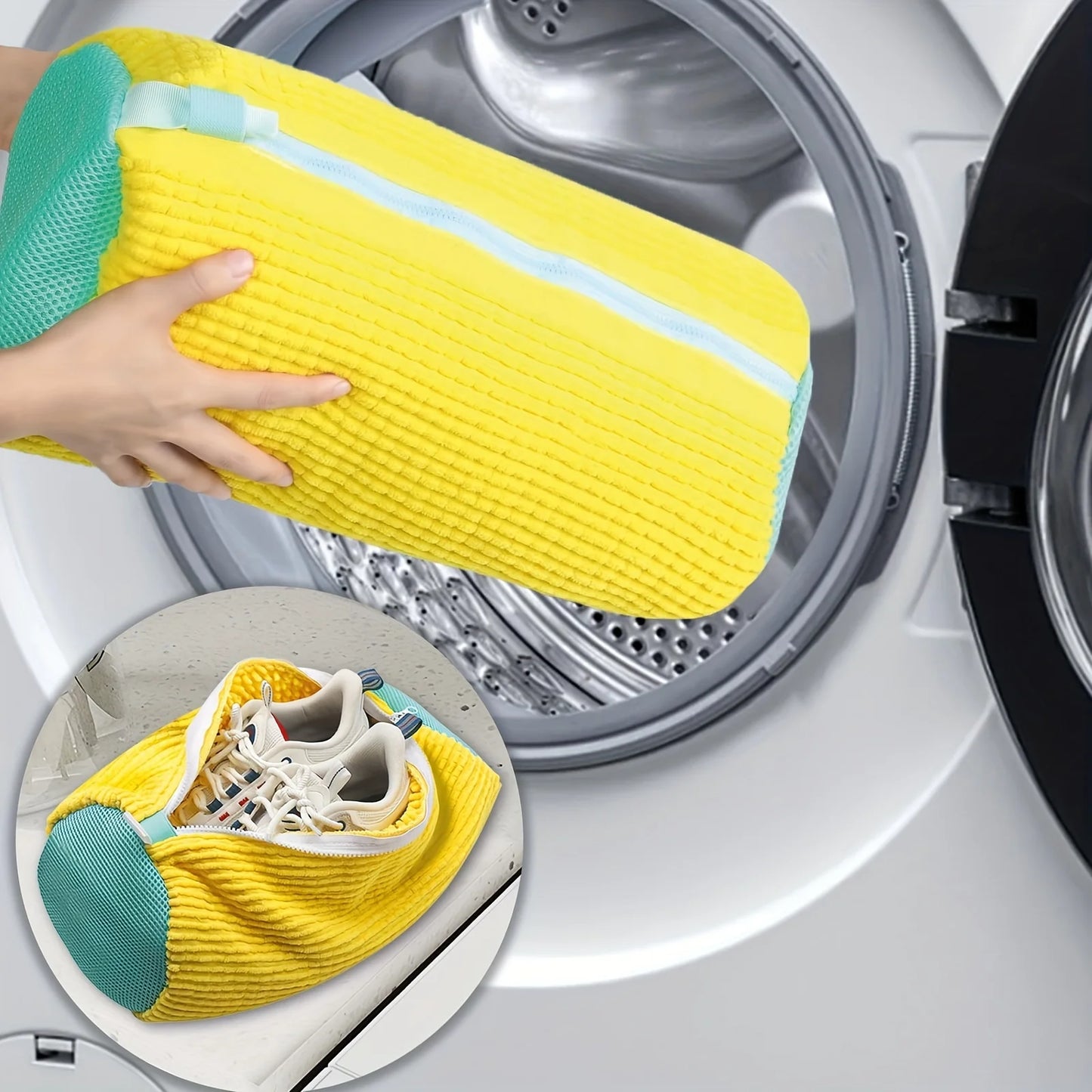 Sac à chaussures à fermeture éclair - sac de lavage de chaussures robuste pour lave-linge et sèche-linge, sac de lavage ovale, adapté aux chaussures de sport