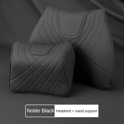 Ensemble d'oreillers pour appui-tête de voiture, couture en cuir, Support de taille lombaire, mousse à mémoire de forme, coussin de protection du cou, accessoires, nouvelle collection