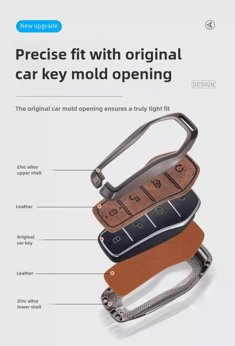 Étui pour clé pour BYD Song Plus Atto 3 Han EV Tang DM Qin joint dauphin cuir métal porte-clés à distance porte-clés accessoires de voiture
