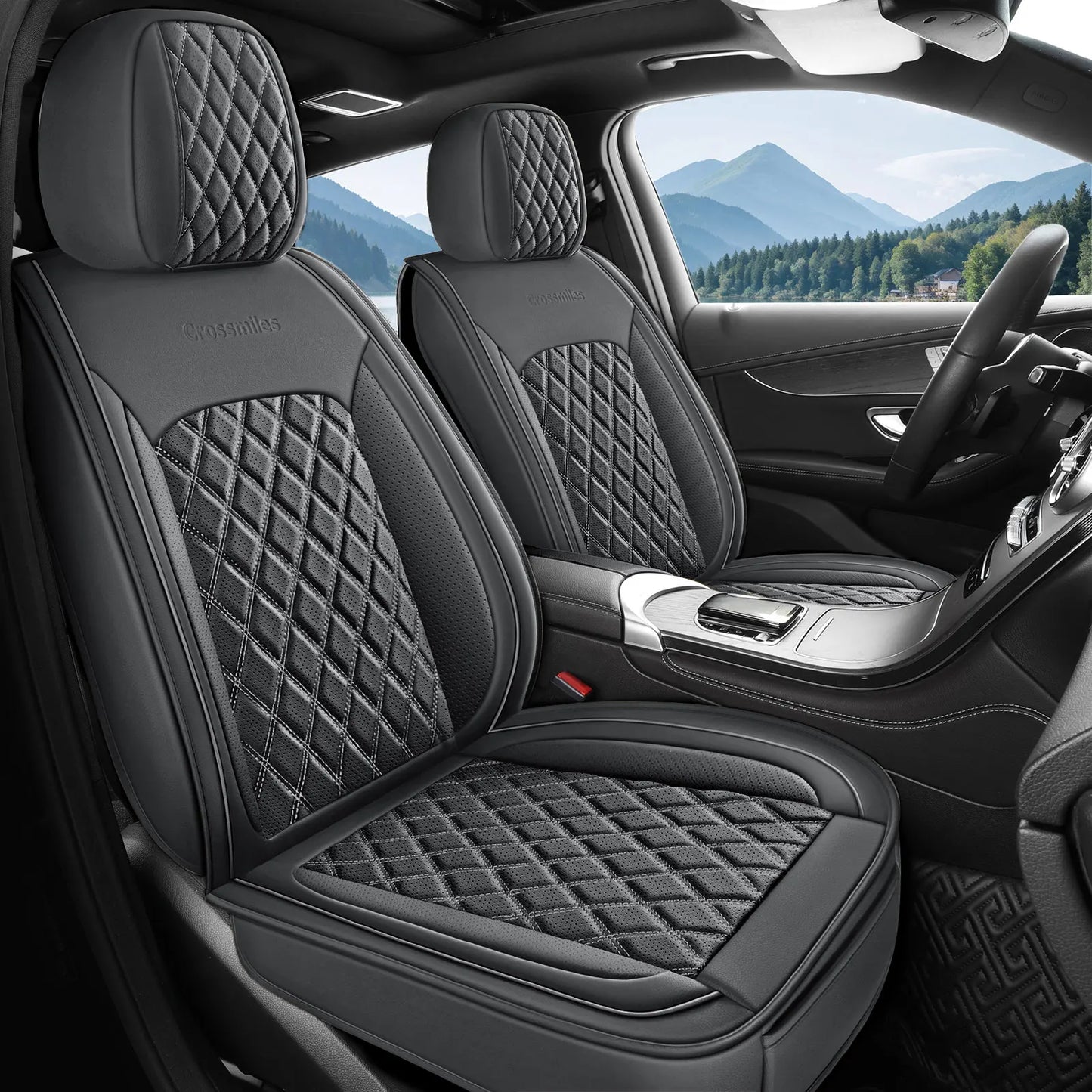 5 pièces housse de siège de voiture en cuir protecteur siège imperméable housses de siège automobile ensembles complets respirant ajustement universel couverture de sièges complets