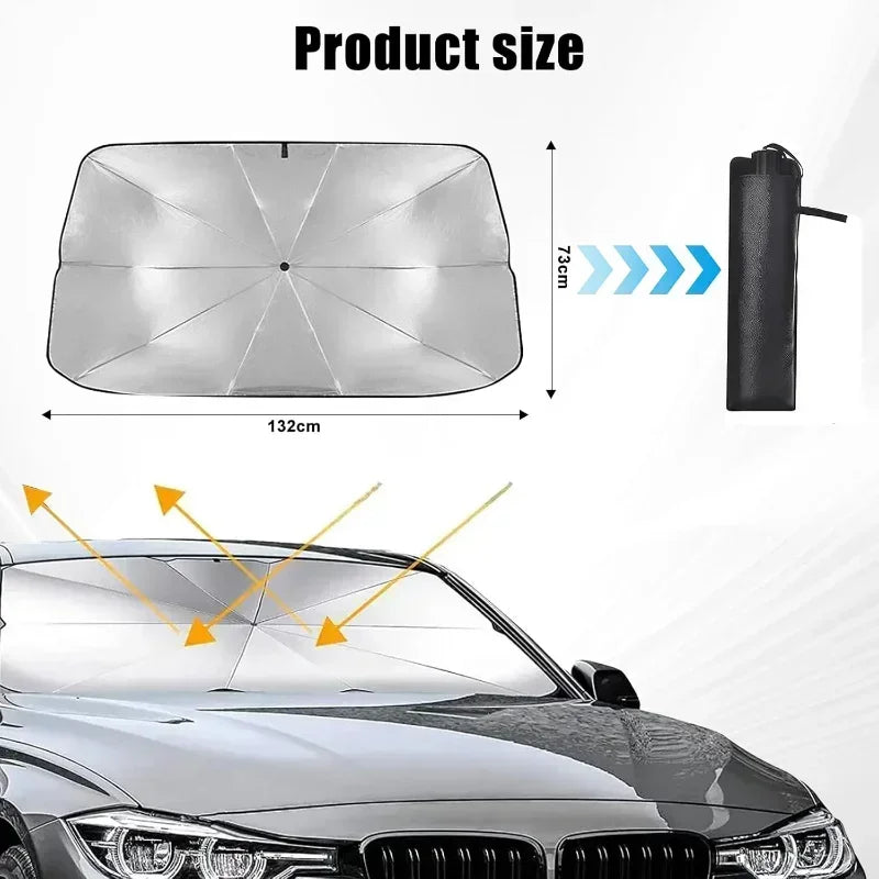 Pare-soleil avant de voiture 2025, pare-soleil de voiture pliable, pare-soleil de parapluie de voiture pour la protection et l'isolation UV, pare-soleil de parapluie avant