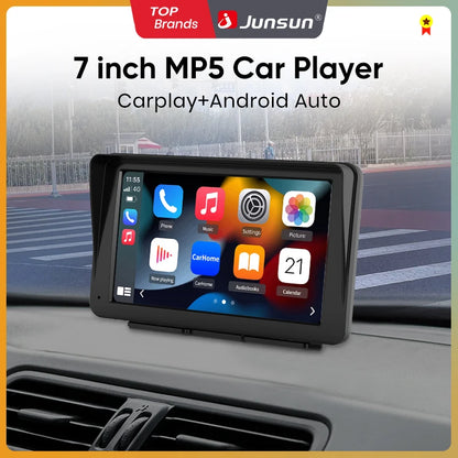 Junsun 7 pouces Portable écran tactile Carplay pour Apple Android Auto autoradio Radio multimédia lecteur vidéo Bluetooth FM AUX GPS