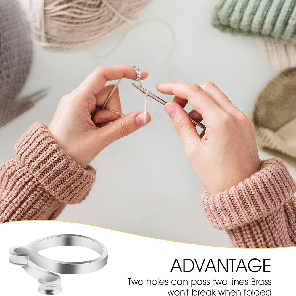Anneau de boucle de Crochet réglable, 2 pièces, Guide de fil tricoté, support plus rapide, dé à coudre, Crocheters, anneau de fil, outils de couture