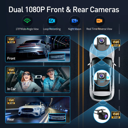 Imagebon W70 11.4 "8 Core Android 14 6 + 128G CarPlay et Android Auto Dash Cam GPS WiFi Google Play Youtube Netflix OTA mise à niveau DVR