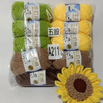 Fil de coton au lait de couleurs mélangées, 10 pièces, 500g, 5 plis, ensemble de fils au Crochet doux, fleurs tricotées à la main, fils peignés artisanaux au Crochet