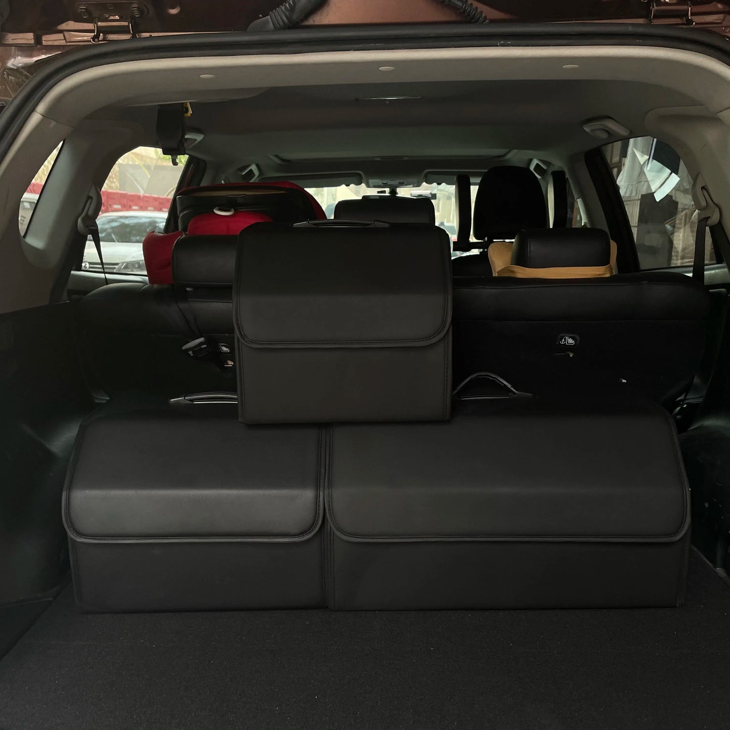Boîte de rangement en cuir PU, organisateur de rangement de coffre de voiture pliable polyvalent, organisateur de coffre de voiture, rangement d'accessoires automobiles