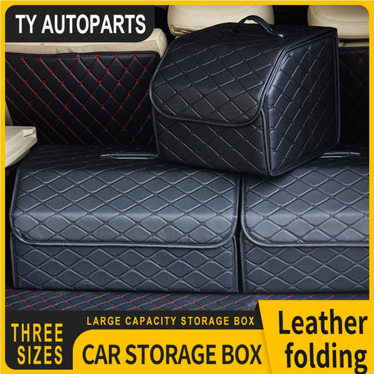 Boîte de rangement pour coffre de voiture, grande capacité, outils multi-usages automobiles, sac de rangement, rangement, rangement, cuir, pliable pour l'urgence